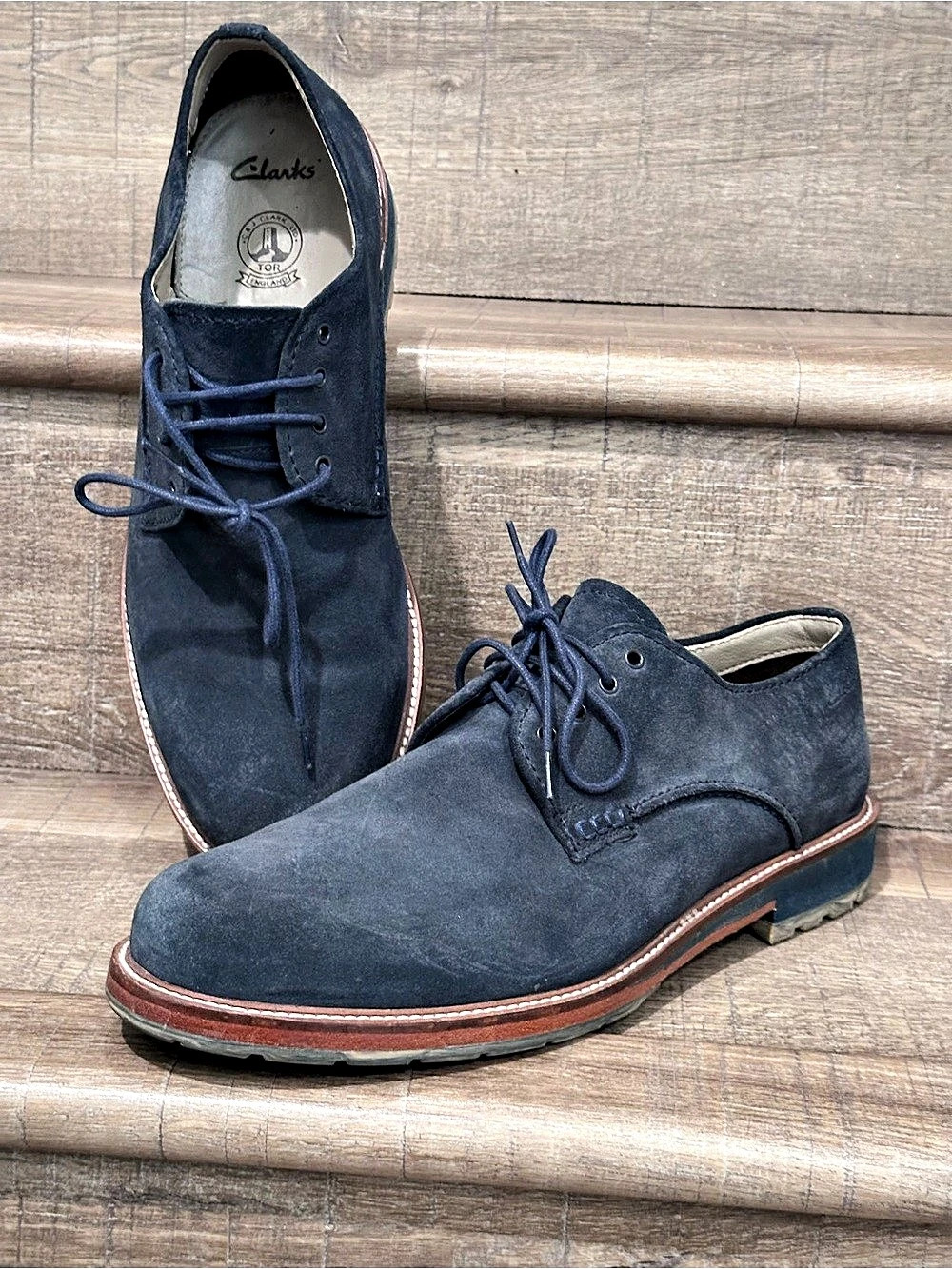 Clarks Ernest Walk Suede Derby Shoes Blue US 11 D